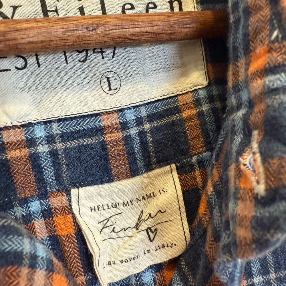 Frank & Eileen Blue and Orange Checkered Shirt - Picture 3 of 7